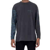 HALF STRIPE LONG SLEEVE T - DUST GREY/AGATE