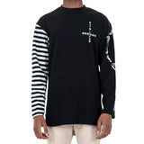 HALF STRIPE LONG SLEEVE T - BLACK/GRAY