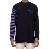 HALF STRIPE LONG SLEEVE T - BLACK/INDIGO